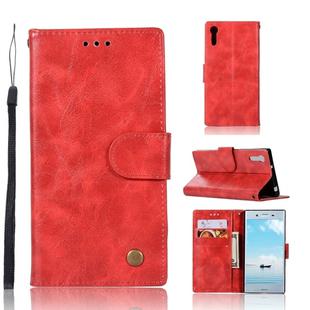 For Sony Xperia XZ Retro Copper Button Crazy Horse Horizontal Flip PU Leather Case with Holder & Card Slots & Wallet & Lanyard(Red)