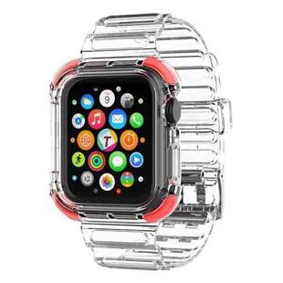 Integrated Crystal Clear Color Contrast Watch Band For Apple Watch Series 7 41mm / 6 & SE & 5 & 4 40mm / 3 & 2 & 1 38mm (Red)