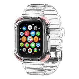 Integrated Crystal Clear Color Contrast Watch Band For Apple Watch Series 7 41mm / 6 & SE & 5 & 4 40mm / 3 & 2 & 1 38mm (Pink)