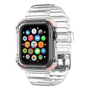 Integrated Crystal Clear Color Contrast Watch Band For Apple Watch Series 7 45mm / 6 & SE & 5 & 4 44mm / 3 & 2 & 1 42mm(Pink)