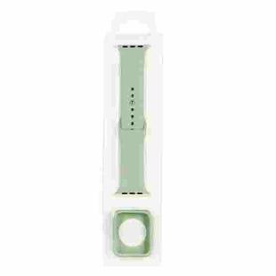 Silicone Watch Band + Watch Protective Case Set For Apple Watch Series 7 41mm (Mint Green)