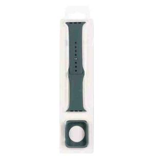 Silicone Watch Band + Watch Protective Case Set For Apple Watch Series 7 41mm (Pine Needle Green)