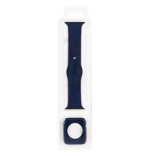 Silicone Watch Band + Watch Protective Case Set For Apple Watch Series 7 45mm (Midnight Blue)