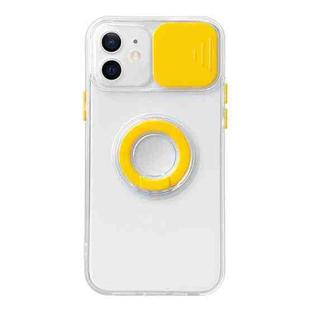 For iPhone 11 Sliding Camera Cover Design TPU Protective Case with Ring Holder (Yellow)