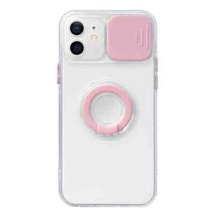 For iPhone 11 Pro Sliding Camera Cover Design TPU Protective Case with Ring Holder (Pink)