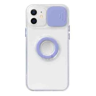 For iPhone 11 Pro Max Sliding Camera Cover Design TPU Protective Case with Ring Holder (Purple)