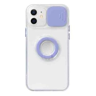 For iPhone 12 mini Sliding Camera Cover Design TPU Protective Case with Ring Holder (Purple)