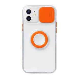 For iPhone 12 Pro Sliding Camera Cover Design TPU Protective Case with Ring Holder(Orange)
