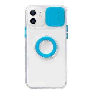 For iPhone 12 Pro Max Sliding Camera Cover Design TPU Protective Case with Ring Holder(Blue)
