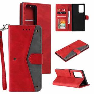 For Samsung Galaxy Note20 Ultra Stitching Calf Texture Horizontal Flip Leather Case with Holder & Card Slots & Wallet(Red)