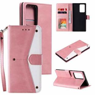 For Samsung Galaxy Note20 Ultra Stitching Calf Texture Horizontal Flip Leather Case with Holder & Card Slots & Wallet(Rose Gold)