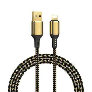 WiWU GD-100 2.4A USB to 8 Pin Zinc Alloy + Nylon Braided Data Cable, Cable Length:1m(Gold)