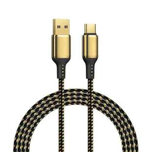 WiWU GD-101 2.4A USB to USB-C / Type-C Zinc Alloy + Nylon Braided Data Cable, Cable Length:1m(Gold)