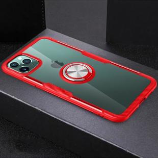 For iPhone 11 Pro Shockproof Transparent TPU + Acrylic Protective Case with Ring Holder(Red)