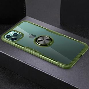 For iPhone 11 Pro Shockproof Transparent TPU + Acrylic Protective Case with Ring Holder(Army Green)