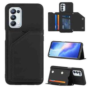 For OPPO A93 5G Skin Feel PU + TPU + PC Back Cover Shockproof Case with Card Slots & Holder & Photo Frame(Black)