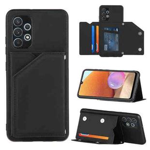For Samsung Galaxy A32 4G (EU Version) Skin Feel PU + TPU + PC Back Cover Shockproof Case with Card Slots & Holder & Photo Frame(Black)