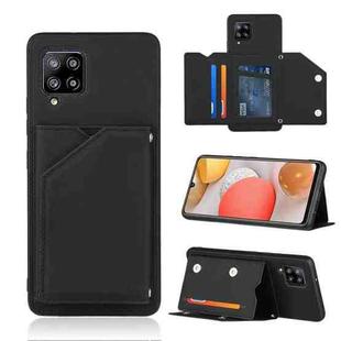 For Samsung Galaxy A42 5G Skin Feel PU + TPU + PC Back Cover Shockproof Case with Card Slots & Holder & Photo Frame(Black)