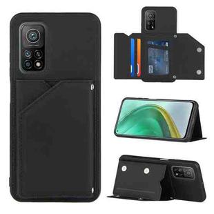 For Xiaomi Mi 10T 5G / 10T Pro 5G Skin Feel PU + TPU + PC Back Cover Shockproof Case with Card Slots & Holder & Photo Frame(Black)