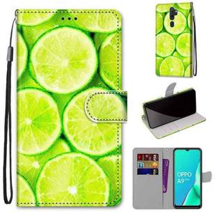 For OPPO A9 (2020) / A5 (2020) / A11X / A11 Coloured Drawing Cross Texture Horizontal Flip PU Leather Case with Holder & Card Slots & Wallet & Lanyard(Green Lemon)