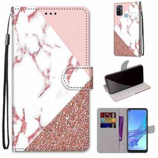 For OPPO A53 4G(2020) / A53s / A32 / A33 (2020) Coloured Drawing Cross Texture Horizontal Flip PU Leather Case with Holder & Card Slots & Wallet & Lanyard(Pink Stone Texture)