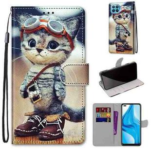For OPPO F17 Pro / A93 4G / Reno4 Lite / Reno4 F Coloured Drawing Cross Texture Horizontal Flip PU Leather Case with Holder & Card Slots & Wallet & Lanyard(Leather Shoes Cat)