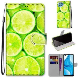 For OPPO F17 Pro / A93 4G / Reno4 Lite / Reno4 F Coloured Drawing Cross Texture Horizontal Flip PU Leather Case with Holder & Card Slots & Wallet & Lanyard(Green Lemon)