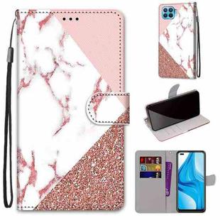 For OPPO F17 Pro / A93 4G / Reno4 Lite / Reno4 F Coloured Drawing Cross Texture Horizontal Flip PU Leather Case with Holder & Card Slots & Wallet & Lanyard(Pink Stone Texture)