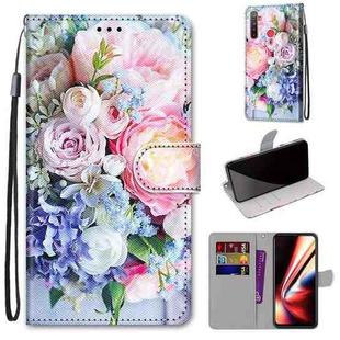 For OPPO Realme 5 / 5s / 5i / C3 / C3i / 6i / Narzo10 / 10A / 20A Coloured Drawing Cross Texture Horizontal Flip PU Leather Case with Holder & Card Slots & Wallet & Lanyard(Light Pink Bouquet)