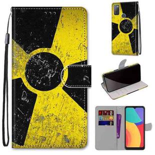 For Alcatel 3L 2021 Coloured Drawing Cross Texture Horizontal Flip PU Leather Case with Holder & Card Slots & Wallet & Lanyard(Yellow Black Logo)
