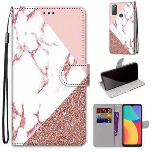 For Alcatel 3L 2021 Coloured Drawing Cross Texture Horizontal Flip PU Leather Case with Holder & Card Slots & Wallet & Lanyard(Pink Stone Texture)