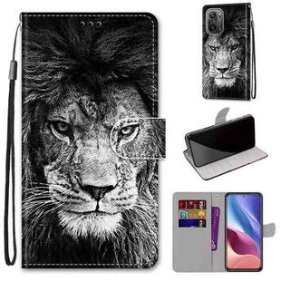 For Xiaomi Redmi K40 / K40 Pro / K40 Pro+ Coloured Drawing Cross Texture Horizontal Flip PU Leather Case with Holder & Card Slots & Wallet & Lanyard(Black White Lion Head)