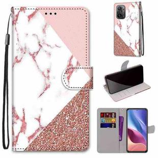 For Xiaomi Redmi K40 / K40 Pro / K40 Pro+ Coloured Drawing Cross Texture Horizontal Flip PU Leather Case with Holder & Card Slots & Wallet & Lanyard(Pink Stone Texture)