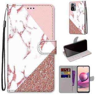 For Xiaomi Redmi Note 10 4G / Note 10S Coloured Drawing Cross Texture Horizontal Flip PU Leather Case with Holder & Card Slots & Wallet & Lanyard(Pink Stone Texture)