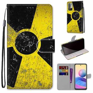 For Xiaomi Redmi Note 10 5G Coloured Drawing Cross Texture Horizontal Flip PU Leather Case with Holder & Card Slots & Wallet & Lanyard(Yellow Black Logo)