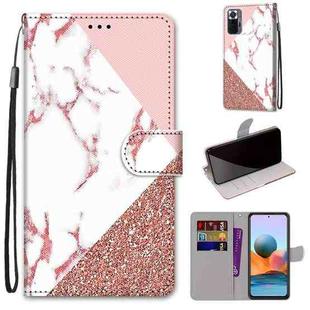 For Xiaomi Redmi Note 10 Pro Max / Note 10 Pro Coloured Drawing Cross Texture Horizontal Flip PU Leather Case with Holder & Card Slots & Wallet & Lanyard(Pink Stone Texture)