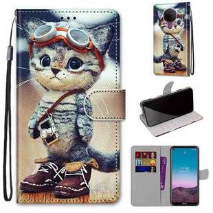 For Nokia 5.4 Coloured Drawing Cross Texture Horizontal Flip PU Leather Case with Holder & Card Slots & Wallet & Lanyard(Leather Shoes Cat)