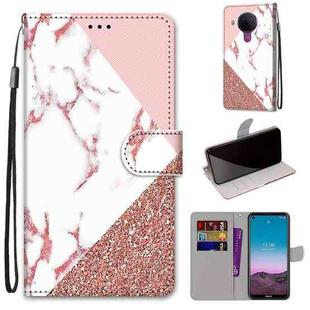 For Nokia 5.4 Coloured Drawing Cross Texture Horizontal Flip PU Leather Case with Holder & Card Slots & Wallet & Lanyard(Pink Stone Texture)