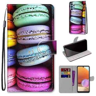 For Samsung Galaxy A32 4G / A32 Lite Coloured Drawing Cross Texture Horizontal Flip PU Leather Case with Holder & Card Slots & Wallet & Lanyard(Colorful Cakes)