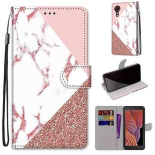 For Samsung Galaxy Xcover 5 Coloured Drawing Cross Texture Horizontal Flip PU Leather Case with Holder & Card Slots & Wallet & Lanyard(Pink Stone Texture)