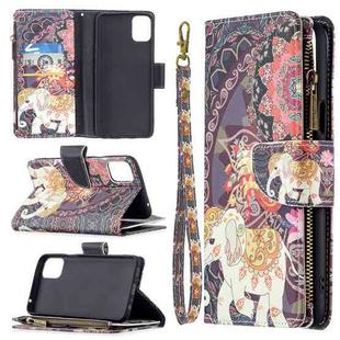 For LG K42 Colored Drawing Pattern Zipper Horizontal Flip Leather Case with Holder & Card Slots & Wallet(Flower Elephants)