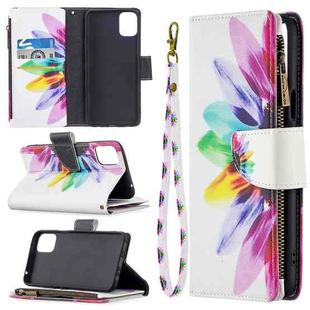 For LG K42 Colored Drawing Pattern Zipper Horizontal Flip Leather Case with Holder & Card Slots & Wallet(Sun Flower)