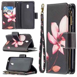 For Nokia C1 Plus Colored Drawing Pattern Zipper Horizontal Flip Leather Case with Holder & Card Slots & Wallet(Lotus)