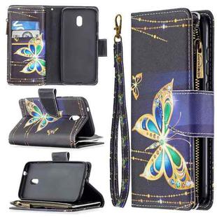 For Nokia C1 Plus Colored Drawing Pattern Zipper Horizontal Flip Leather Case with Holder & Card Slots & Wallet(Big Butterfly)