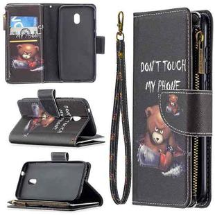 For Nokia C1 Plus Colored Drawing Pattern Zipper Horizontal Flip Leather Case with Holder & Card Slots & Wallet(Bear)