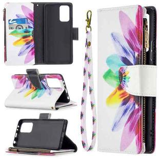 For Xiaomi Redmi Note 10 Pro Colored Drawing Pattern Zipper Horizontal Flip Leather Case with Holder & Card Slots & Wallet(Sun Flower)