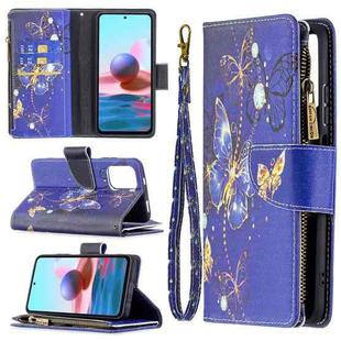 For Xiaomi Redmi Note 10 4G Colored Drawing Pattern Zipper Horizontal Flip Leather Case with Holder & Card Slots & Wallet(Purple Butterfly)