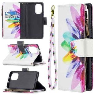 For Xiaomi Mi 11i / Poco F3 / Redmi K40 / K40 Pro Colored Drawing Pattern Zipper Horizontal Flip Leather Case with Holder & Card Slots & Wallet(Sun Flower)