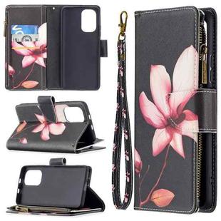 For Xiaomi Mi 11i / Poco F3 / Redmi K40 / K40 Pro Colored Drawing Pattern Zipper Horizontal Flip Leather Case with Holder & Card Slots & Wallet(Lotus)