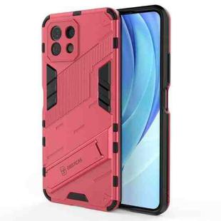 For Xiaomi Mi 11 Lite Punk Armor 2 in 1 PC + TPU Shockproof Case with Invisible Holder(Light Red)